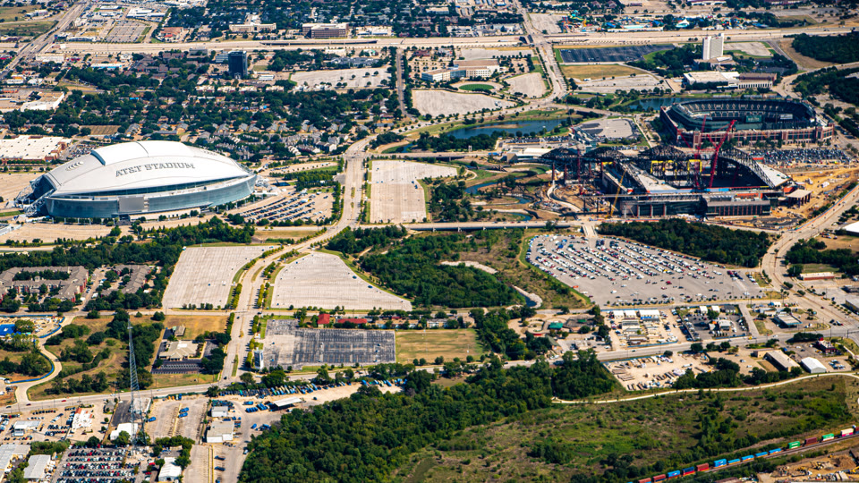 AT&T Stadium and Globe Life Field in Arlington, Texas