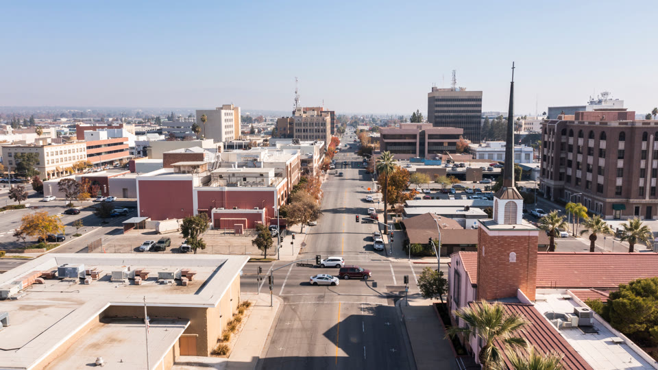Downtown Bakersfield, California along H Street