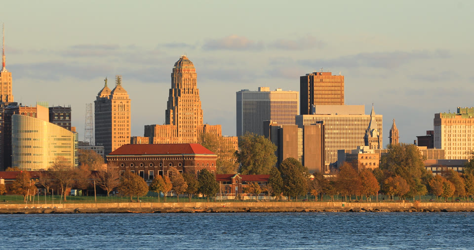 Buffalo, New York skyline across the Niagara River