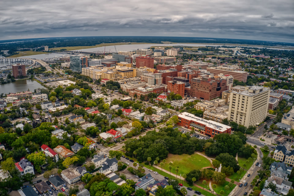 Aerial view of Charleston, South Carolina
