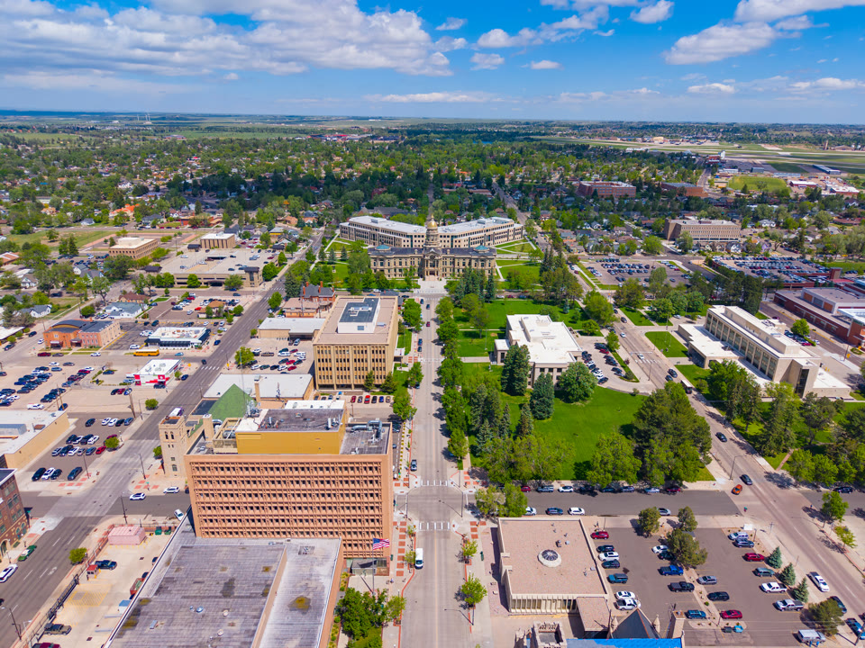The Wyoming State Capitol at the head of the Capitol Avenue mall in Cheyenne, Wyoming
