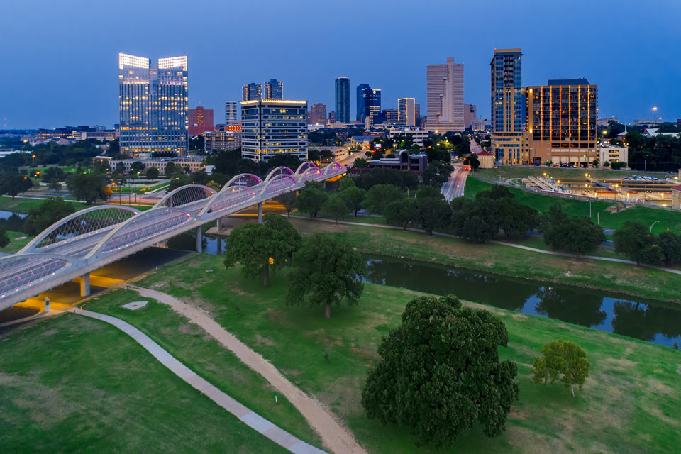 Aerial view of downtown Fort Worth, Texas