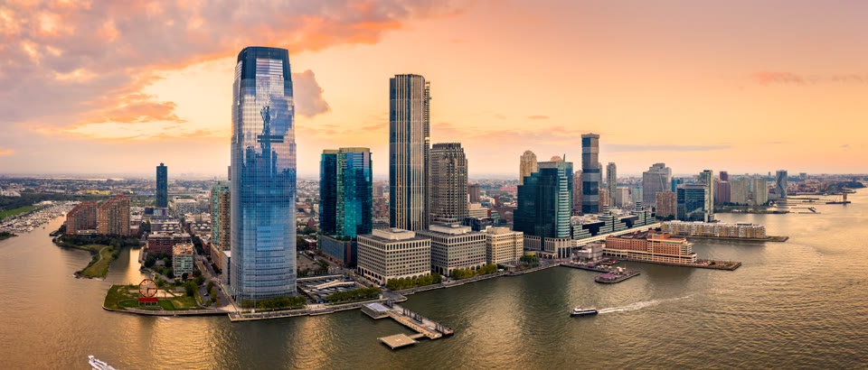 Aerial panorama of Jersey City