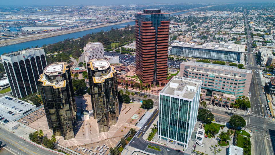 Aerial view of downtown Long Beach, California