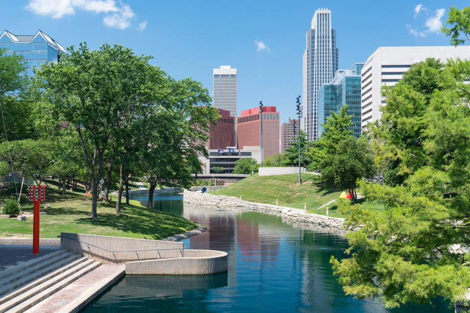 City skyline in downtown Omaha, Nebraska