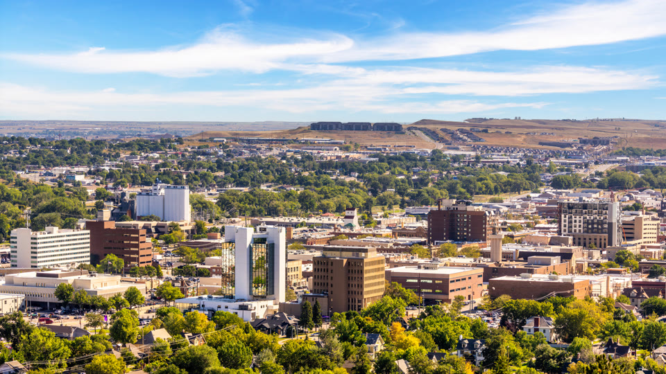 Aerial view of Rapid City, South Dakota