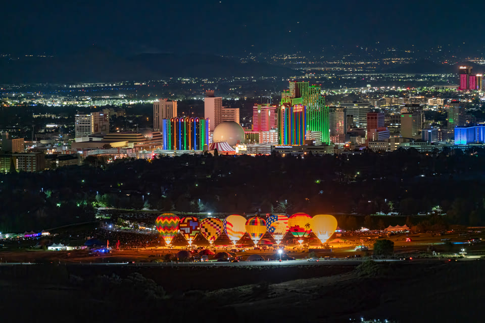 Hot air balloons over Reno, Nevada